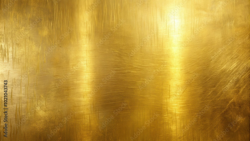 Aufkleber a polished golden surface with subtle scratches and a glowing light reflection