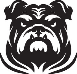 Bulldog standing silhouette vector illustration line art
