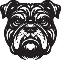 Bulldog standing silhouette vector illustration line art