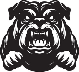 Bulldog standing silhouette vector illustration line art
