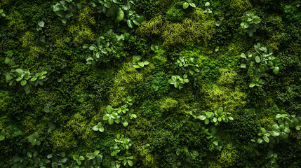 Obraz premium Reindeer moss wall, green wall decoration (Cladonia rangiferina) interior mock-up textured.