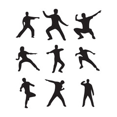 Kung Fu Symbol Icon Silhouette Vector Art Drawing Isolated on White Background