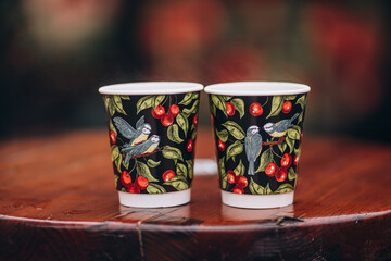 hot drink in a colored cup