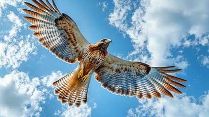 Fototapeta premium A majestic honey buzzard flying against the sky