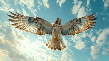Fototapeta premium A majestic honey buzzard flying against the sky