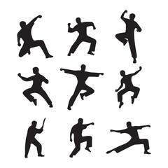 Kung Fu Symbol Icon Silhouette Vector Art Drawing Isolated on White Background