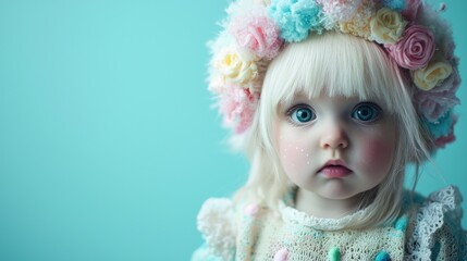 Fototapeta premium A little girl with a flower crown on her head