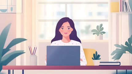 Remote working from home concept. A planner's hand typing online via a laptop. An Asian woman watching webinars and talking during a video conference call with her team�a panoramic 