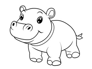 Obraz premium Cute Baby Hippopotamus Outline for Coloring