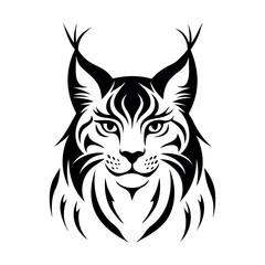 Fototapeta premium black and white outline logo, lynx icon