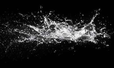 Dynamic Water Droplets Isolated on Black Background &ndash; High-Speed Captures, Ripples, Splashes, and Mist in Elegant Motion