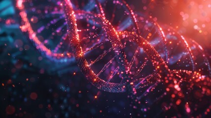 Blockchain concept, data storage using DNA sequences, bioinformatics concept, biotechnology concept 3D modeling