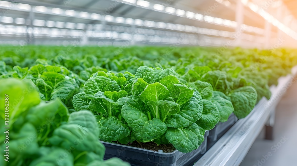 Aufkleber Innovative Vertical Farming System Inside a State of the Art Greenhouse Efficiently Growing Nutritious Leafy Greens with Advanced Hydroponic and Automation Technologies