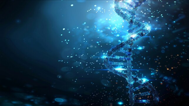 Blockchain concept, data storage using DNA sequences, bioinformatics concept, biotechnology concept 3D modeling