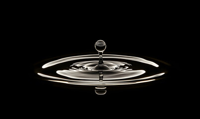Dynamic Water Droplets Isolated on Black Background &ndash; High-Speed Captures, Ripples, Splashes, and Mist in Elegant Motion