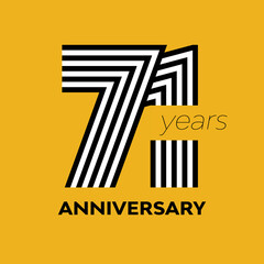 71 years retro anniversary vector template template design illustration
