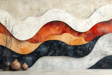 Obraz premium Abstract background vector with abstract shapes in earth tones