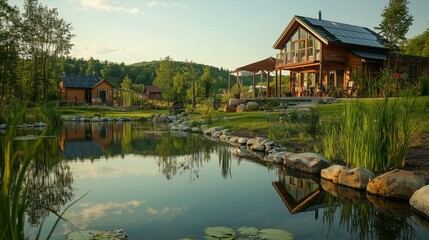 Obraz premium Serene Eco Retreat in Rural Landscape