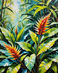 Botanical pattern for printing on wall decorations, covers. Artistic brush strokes.