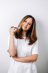 portrait of makeup artist on white background