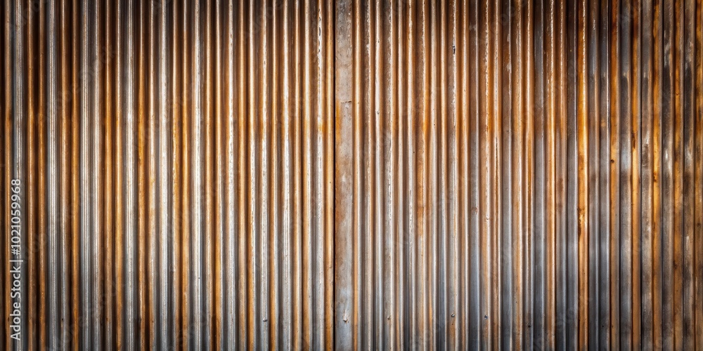 Aufkleber a weathered and rusty corrugated metal surface with a subtle vertical texture