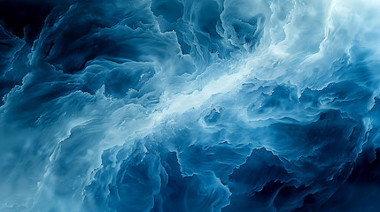 Obraz premium A blue and white cloud with a white line in the middle. The blue and white color scheme gives the impression of a vast, open sky