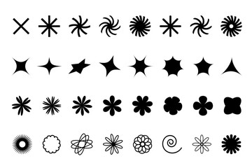 Basic geometric shapes Y2K style. Abstract elements set brutalist style, brutalism simple figures for posters. Modern vector design