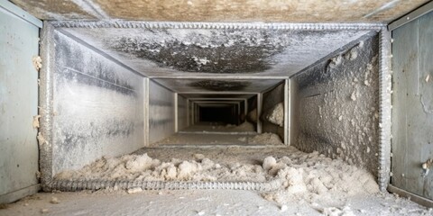 A View Inside a Dirty and Dusty Ventilation Shaft