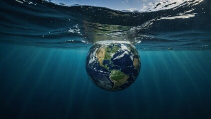 planet earth is sinking under water.