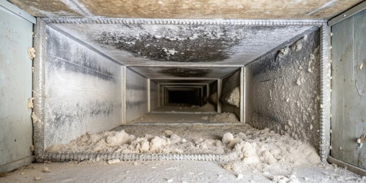 A View Inside a Dirty and Dusty Ventilation Shaft
