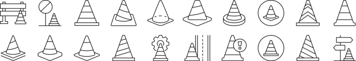 Traffic Cone Picture Collection. Editable Stroke. Perfect for Infographics, Articles, Books, Flyers, Banners
