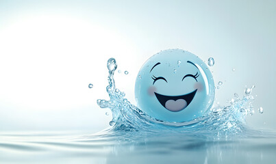 Cute Water Droplets Emoji, Playful, Expressive Faces in Splash and Ripple Forms