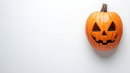 Carved pumpkin on light background, Halloween theme