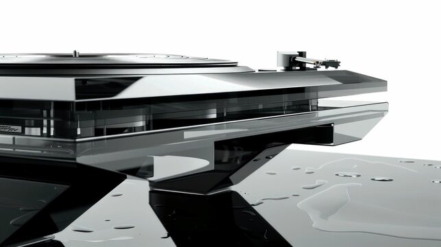 A sleek, modern turntable design showcasing high-end audio equipment.