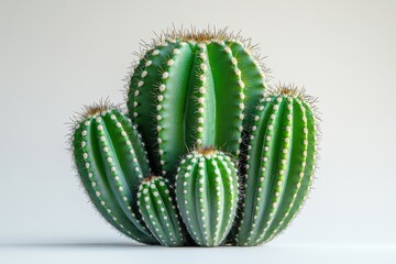 Fototapeta premium A desert cactus with tall, segmented green arms and spiny textures 