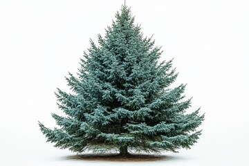Fototapeta premium A large and dense spruce tree with triangular shape, deep green needles 