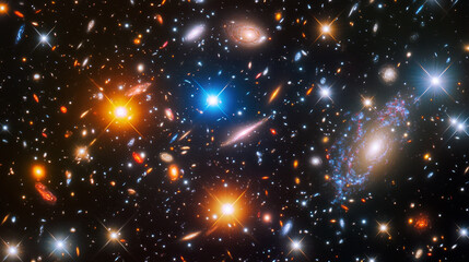 Space & Astronomy: Cosmic galaxies and stars in deep space 