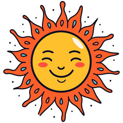 Bright and Cheerful Cartoon Sun with a Happy Face, Perfect for Kids' Designs and Playful Themes