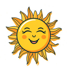 Cute and Cheerful Sun Illustration with Radiating Sunshine and a Friendly Smile