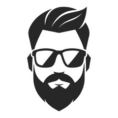 Stylized Bearded Man Silhouette Icon
Geometric Beard Man Icon with Glasses