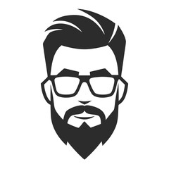 Stylized Bearded Man Silhouette Icon
Geometric Beard Man Icon with Glasses