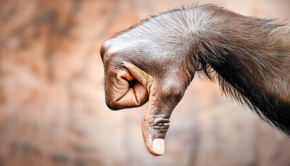 Naklejka premium Ape's hand with thumbs down