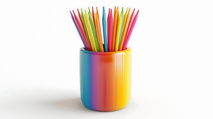 Colorful Pencils in Rainbow Holder Office Supplies School Art Desk Decor