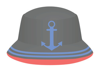 Grey sailor hat. vector illustration