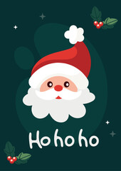 Cute Santa Claus. Vector illustration on dark green background.