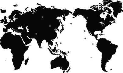 map of the world in a black background
