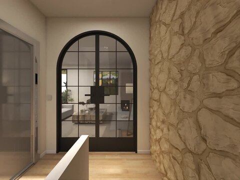 HALL RECIBIDOR DE CASA MEDITERRANEA DE LUJO CON BA&Ntilde;OS MODERNOS