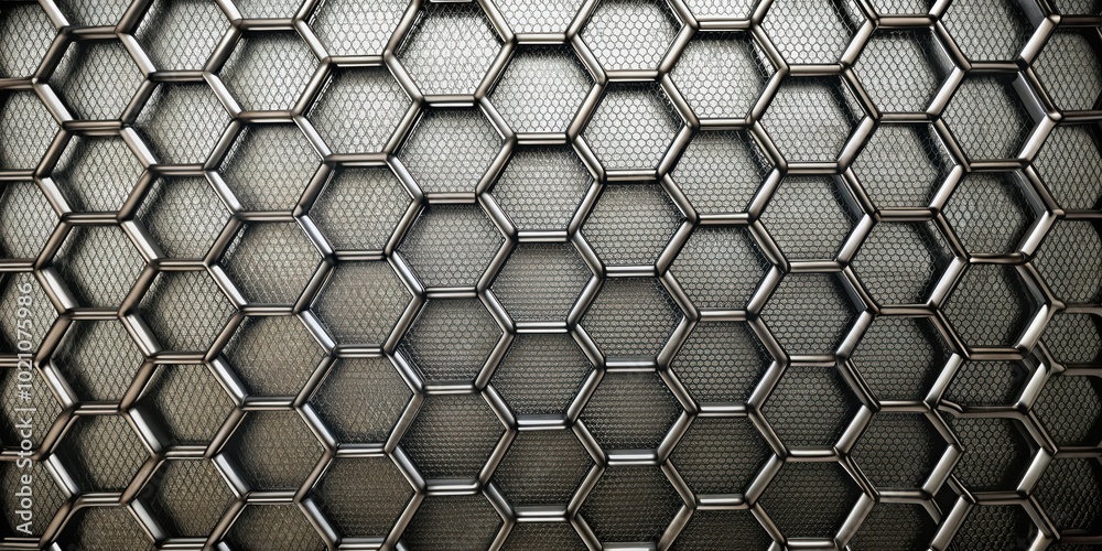 Fototapete Metallic Hexagon Grid Pattern With Subtle Gradient