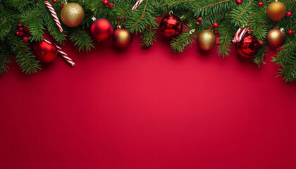 christmas background with branches and decorations