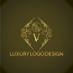 Web creative initial v latter logo design with modern business vector template, luxury v latter  logo , creative isolate  v monogram latter logo , crow logo , royal logo with golden color 